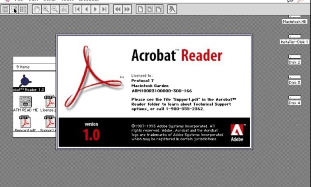 Adobe bloquea a un usuario por compartir un Acrobat Reader 1.0 de 1994