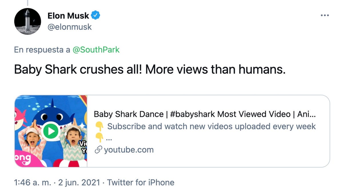 Elon Musk tuitea sobre Baby Shark y suben las acciones de Samsung Publishing, una de las empresas que hay detrás del vídeo
