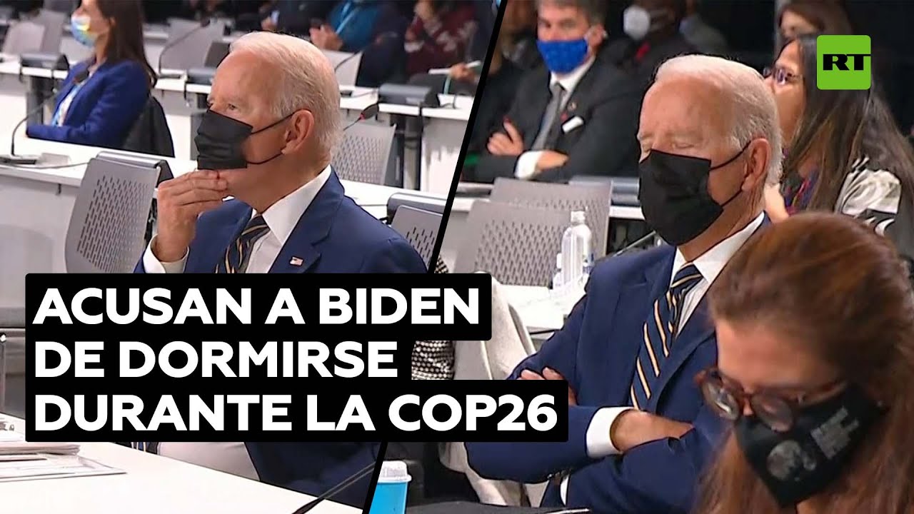 Biden no logra mantener los ojos abiertos durante la cumbre climática COP26 @RT Play en Español