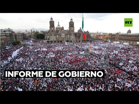López Obrador ofrece su tercer informe de Gobierno ante un Zócalo capitalino abarrotado