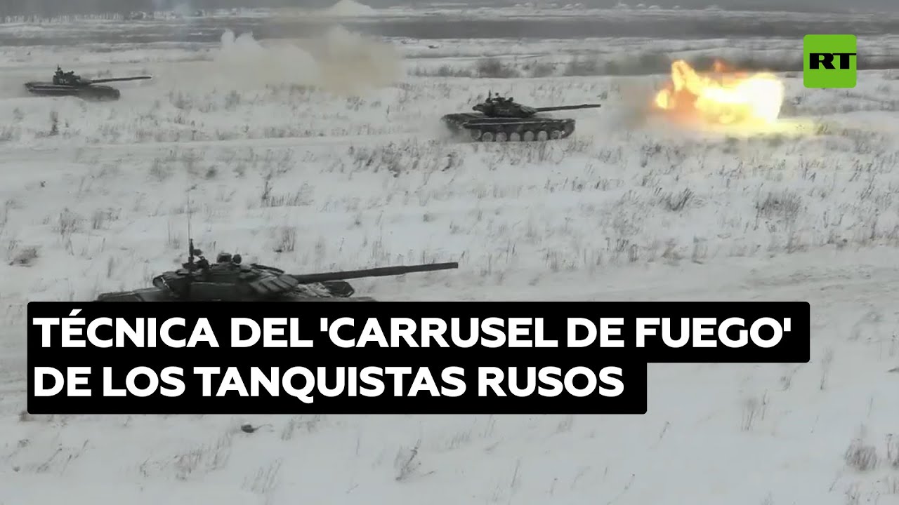 Tanquistas rusos practican la técnica del 'carrusel de fuego' en unos ejercicios @RT Play en Español