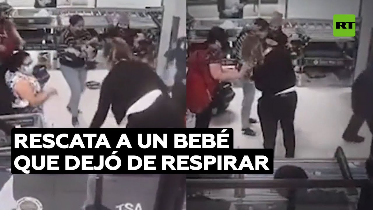 Trabajadora de aeropuerto salva a un bebé que dejó de respirar @RT Play en Español