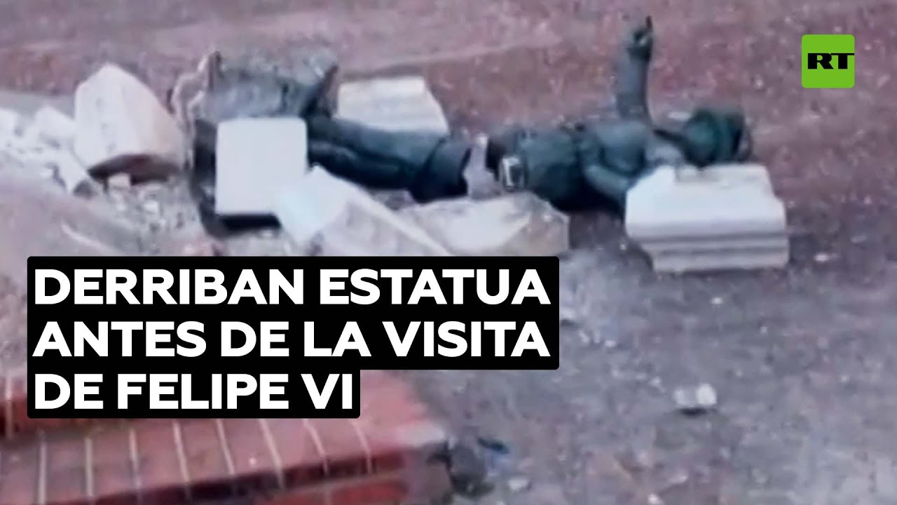 Derriban estatua antes de la llegada del rey español, Felipe VI a Puerto Rico