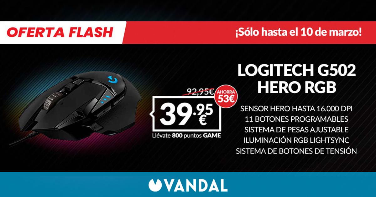 Consigue el ratón gaming LOGITECH G502 HERO RGB por solo 39,95 euros en GAME