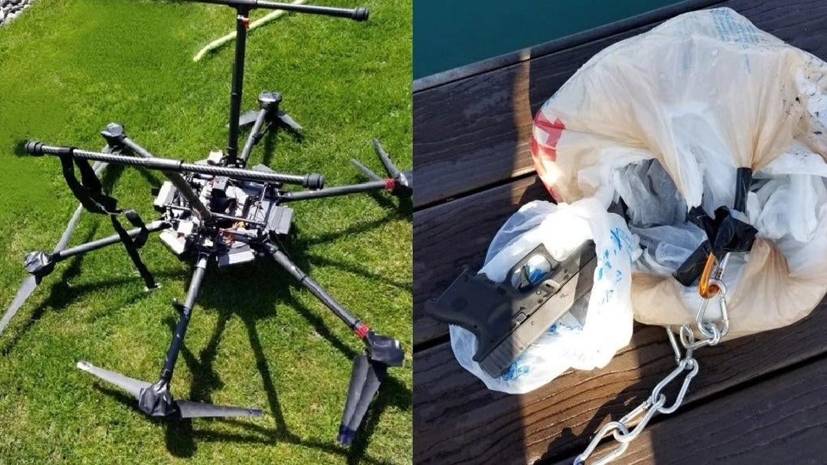 La policía incauta un dron de contrabando de armas que se había quedado atascado en un árbol