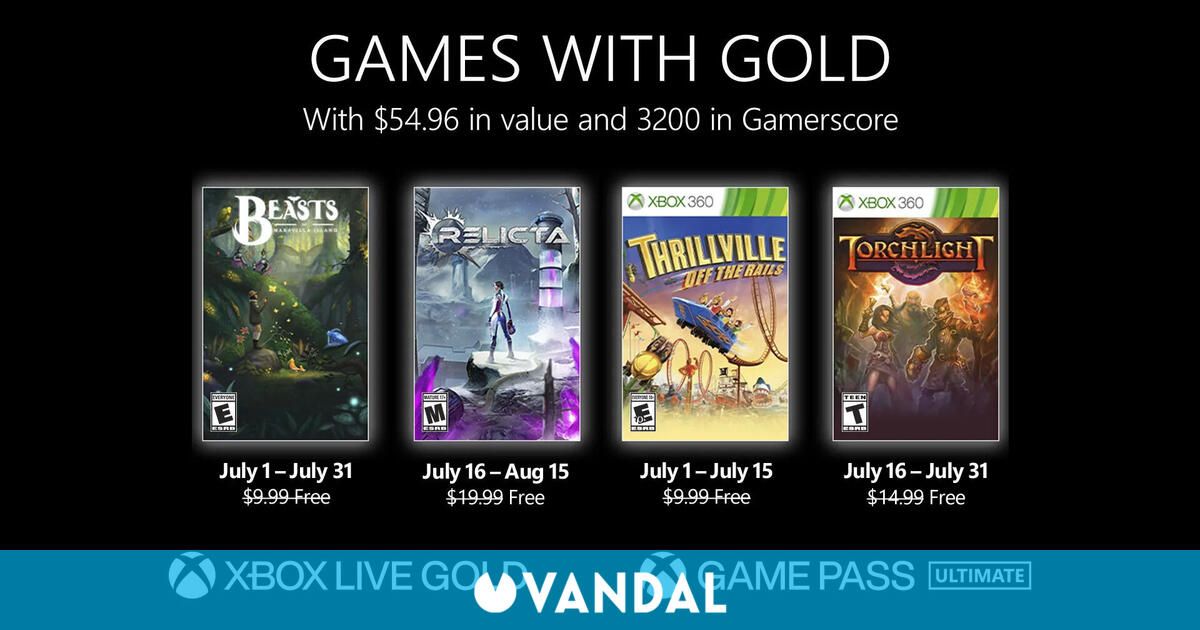 Estos son los Juegos con Gold para julio de 2022