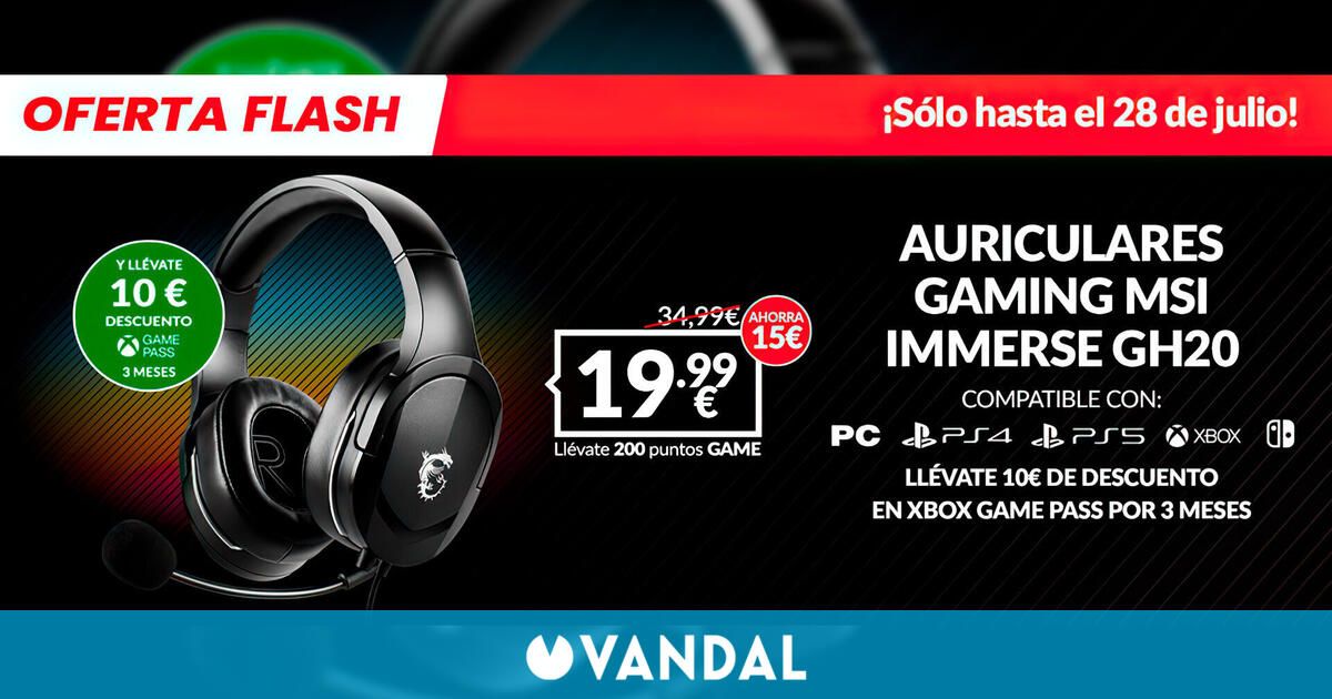 Consigue los auriculares gaming MSI IMMERSE GH20 en GAME por solo 19,99 euros