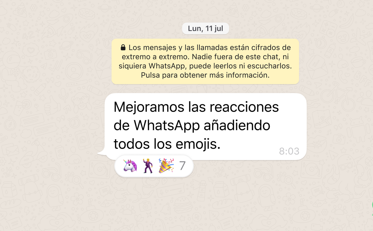 WhatsApp ya te deja reaccionar a los mensajes con cualquier emoji