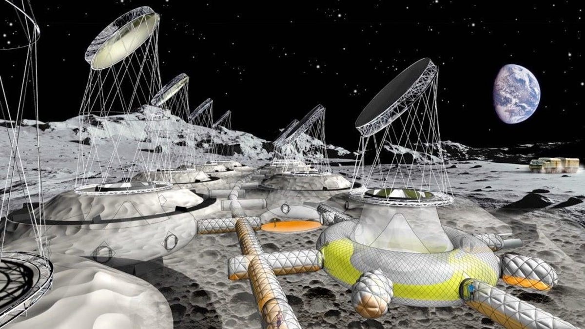 Proponen una fascinante aldea de hábitats inflables en la Luna