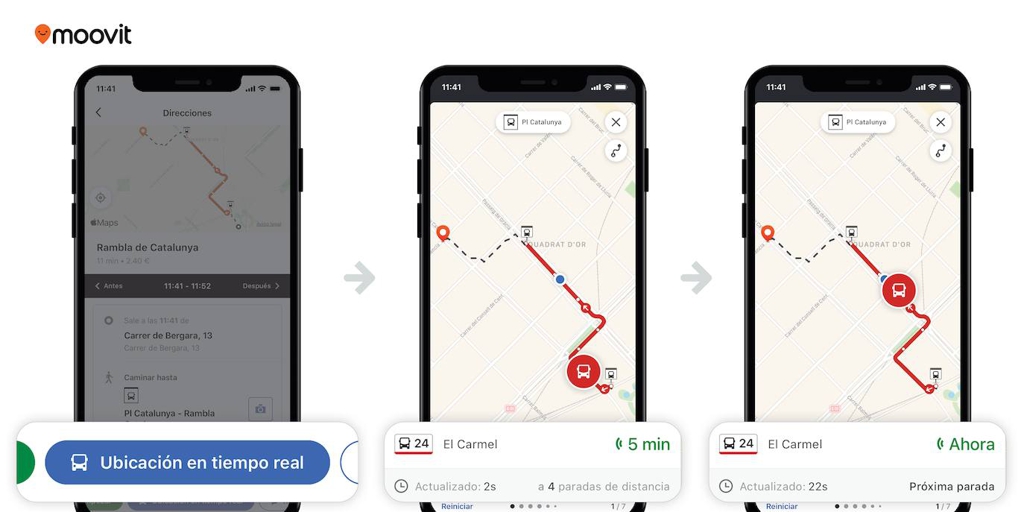 La aplicación de Moovit permitirá seguir la ubicación del vehículo en tiempo real