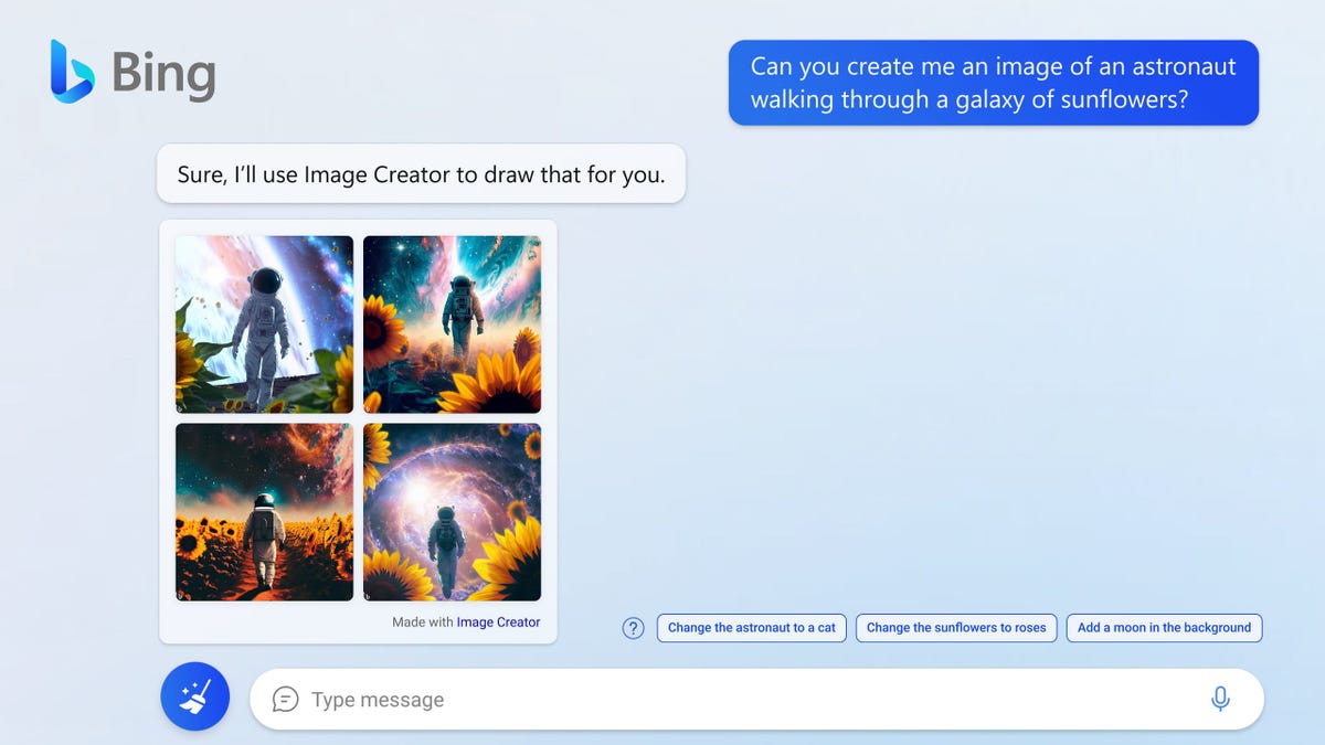 Bing Chat, el ChatGPT de Microsoft, ahora genera imágenes