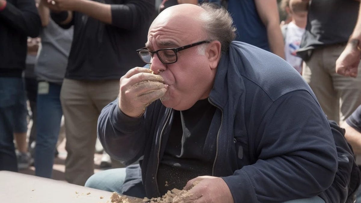 Una IA genera fotos de un concurso de comer cemento de famosos