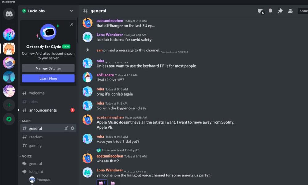 Adiós a @Clyde, Discord cierra su chatbot