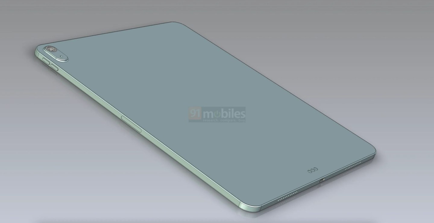 El supuesto CAD del iPad Air de 12,9 pulgadas de Apple representa la superficie en línea;  Muestra el nuevo diseño de la cámara