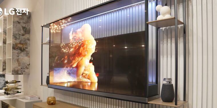 LG OLED T es un televisor transparente de 77 pulgadas que llegará en 2024
