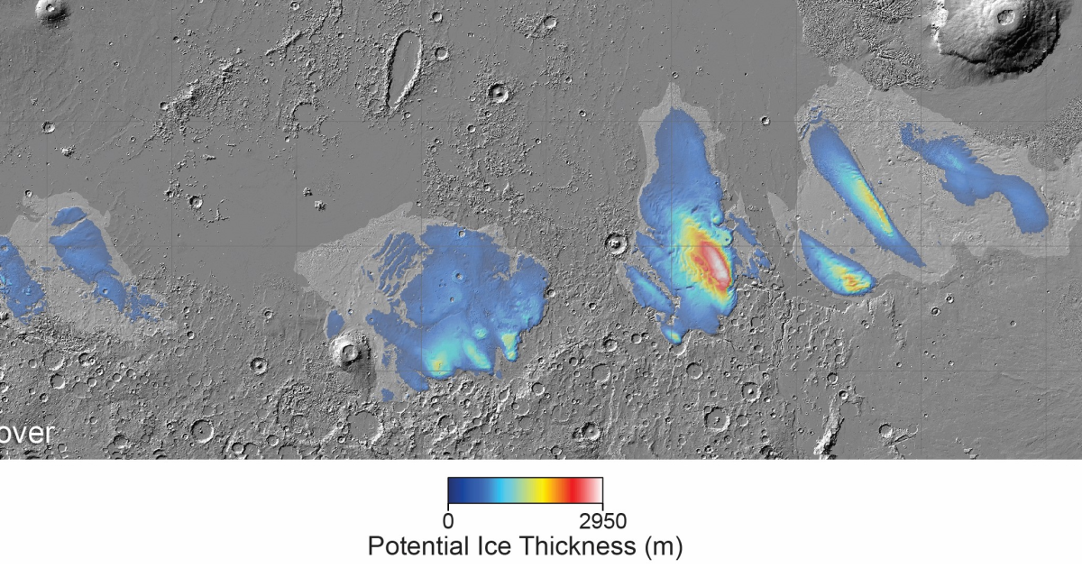 Mares de agua helada pueden encontrarse bajo tierra en el ecuador de Marte