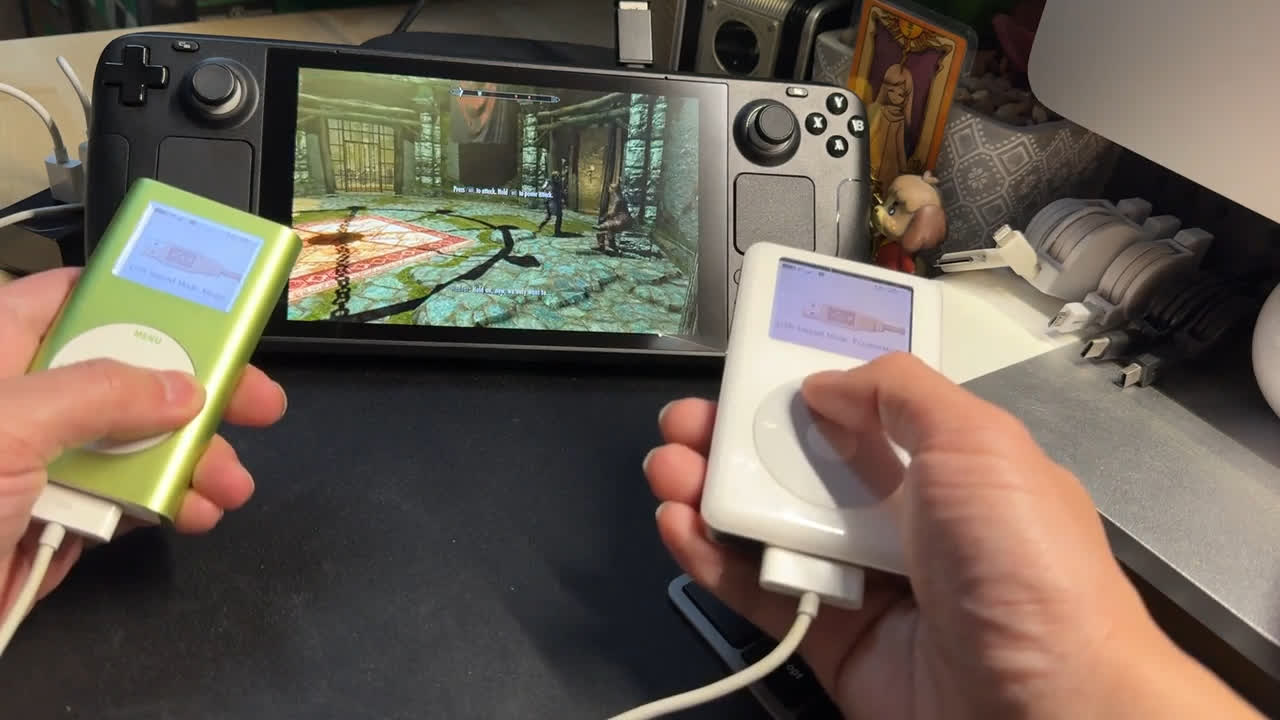 Modder usa iPods antiguos para controlar juegos en Steam Deck, comenzando con Skyrim