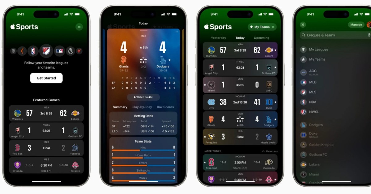 Apple Sports busca dominar los resultados y estadísticas en vivo