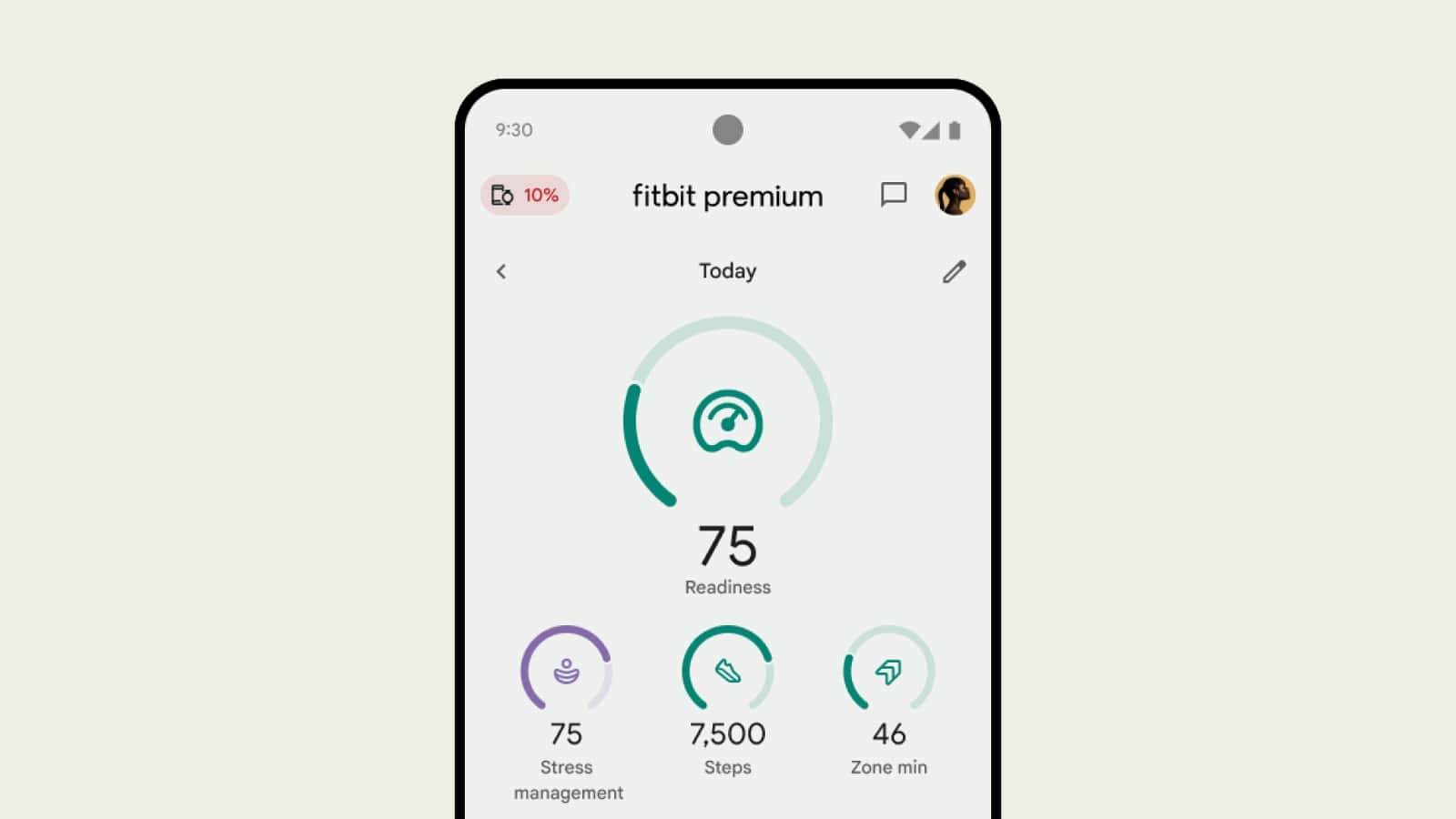 La página de seguimiento del sueño de la aplicación Fitbit obtiene un material que usted rediseña
