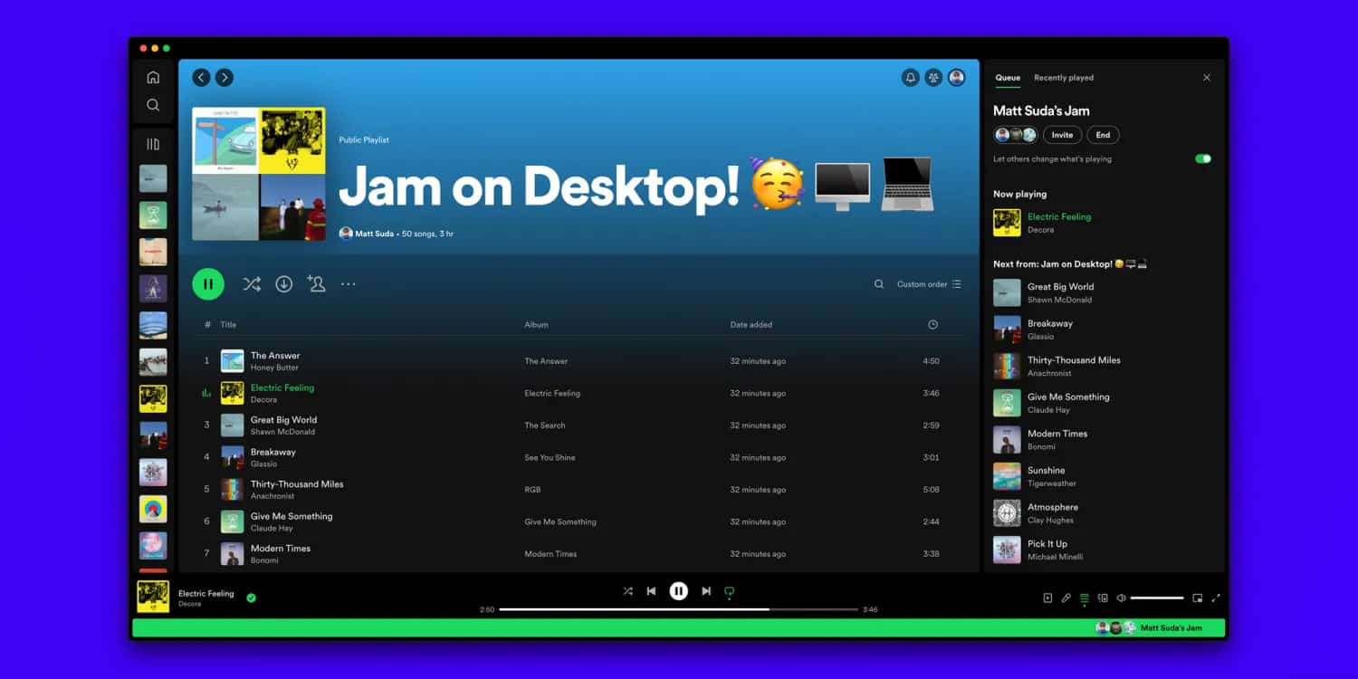 Spotify lleva su función Jam al escritorio