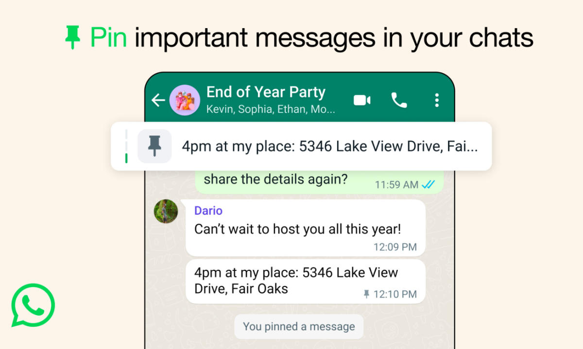 Ahora puedes fijar hasta tres mensajes importantes en los chats de WhatsApp