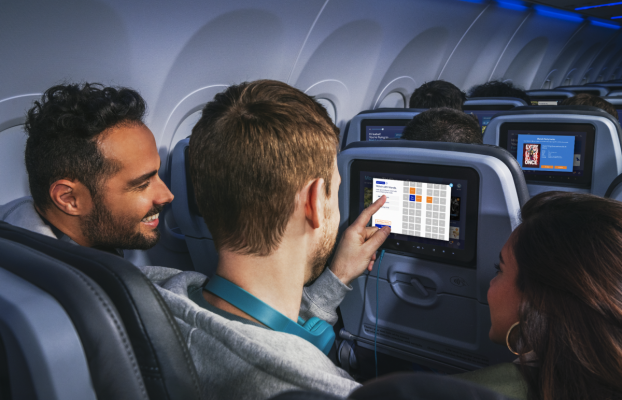 El sistema de entretenimiento a bordo de JetBlue acaba de incorporar una función de visualización en grupo