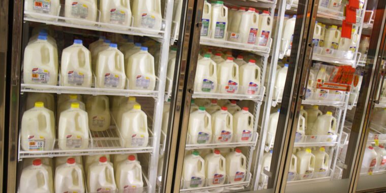 El 20% de la leche de los supermercados tiene rastros de gripe aviar, lo que sugiere un brote más amplio