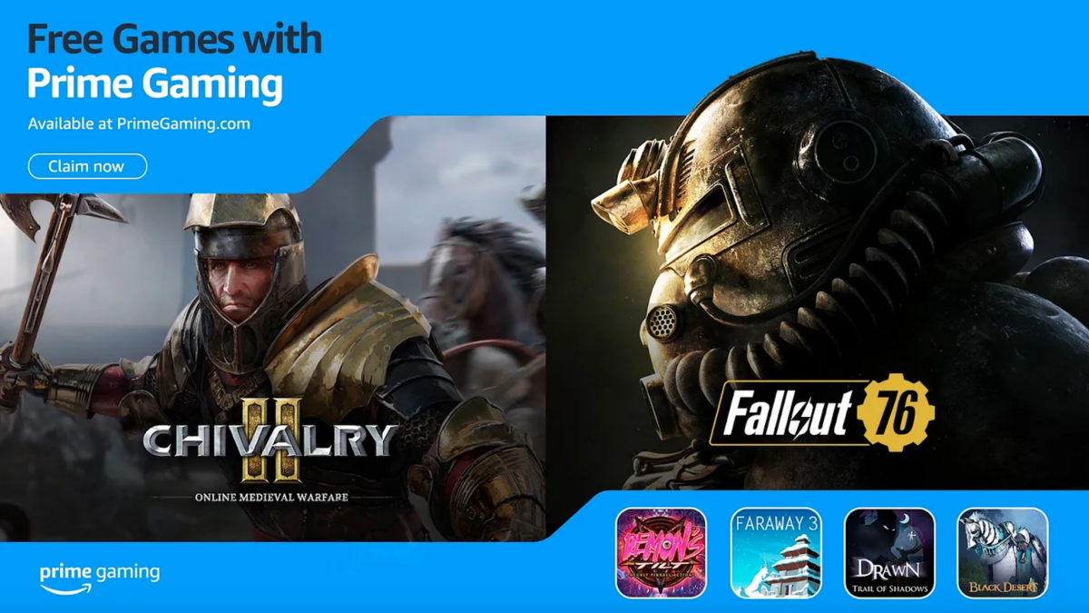 Los títulos Prime Gaming de Amazon para abril incluyen Fallout 76 y Chivalry 2