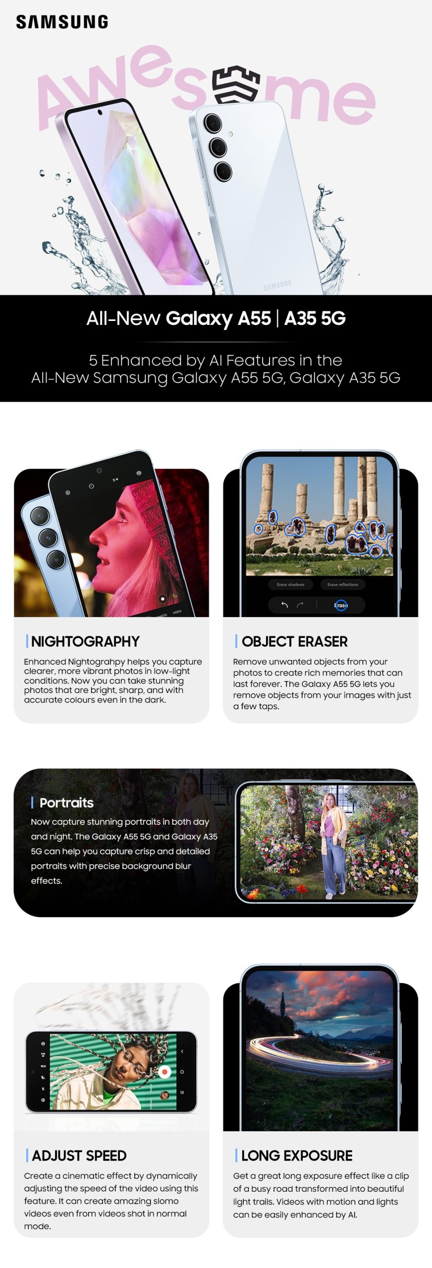 5 funciones mejoradas con IA en el nuevo Samsung Galaxy A55 5G