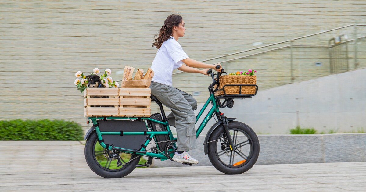La bicicleta eléctrica de carga de cola larga de $ 1499 transporta equipo (y perro) por millas