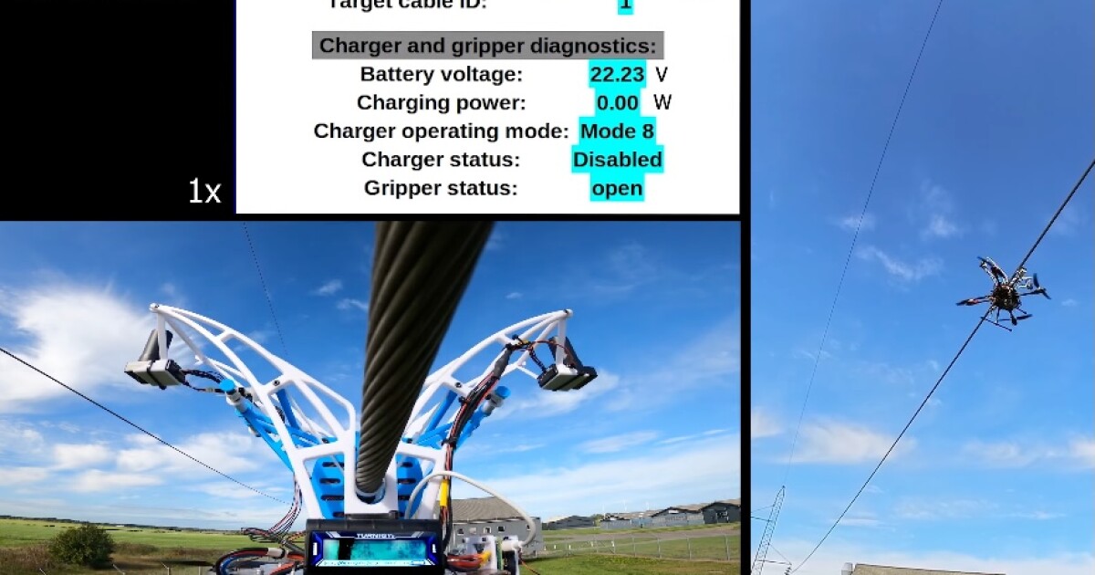 El astuto cuadricóptero puede funcionar indefinidamente recargándose en líneas eléctricas
