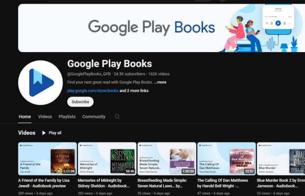 Google Play Books se actualiza y agrega vistas previas gratuitas de audiolibros a YouTube