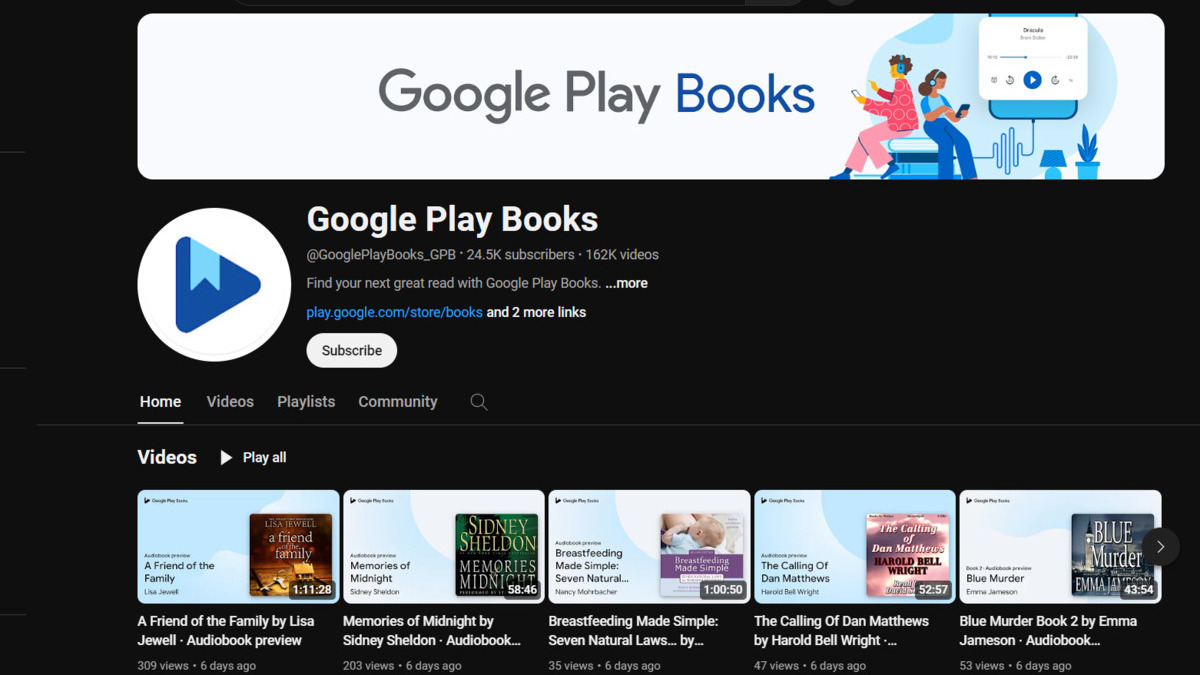 Google Play Books se actualiza y agrega vistas previas gratuitas de audiolibros a YouTube