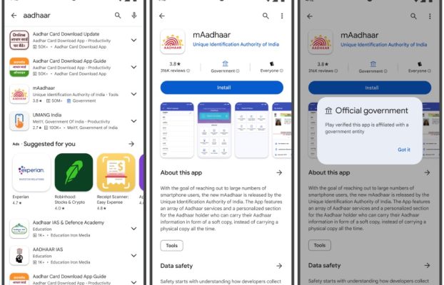 Google ahora mostrará etiquetas en Play Store para indicar aplicaciones gubernamentales oficiales