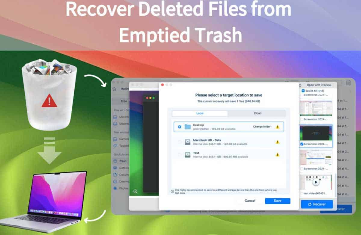 La mejor manera de recuperar archivos eliminados después de vaciar la Papelera Mac, AnyRecover Review