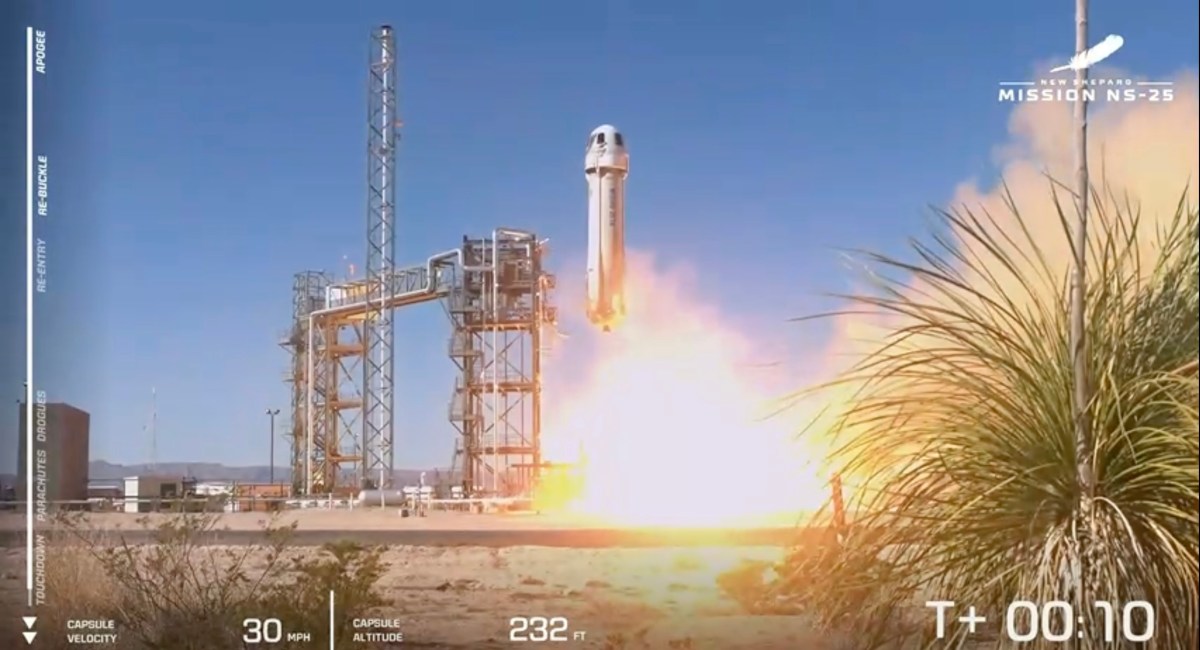 Blue Origin lanza con éxito su primera misión tripulada desde 2022