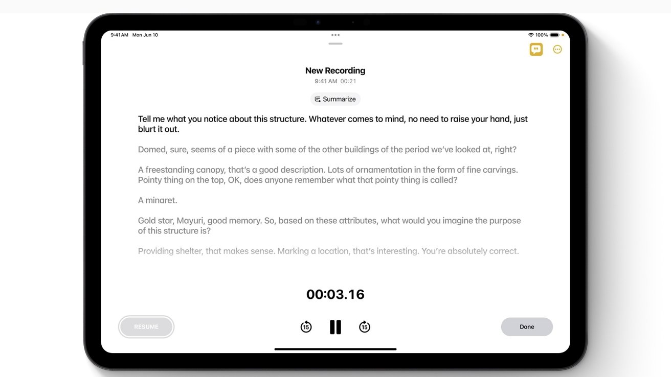 Grabe, resuma y transcriba audio con Notes en iOS 18