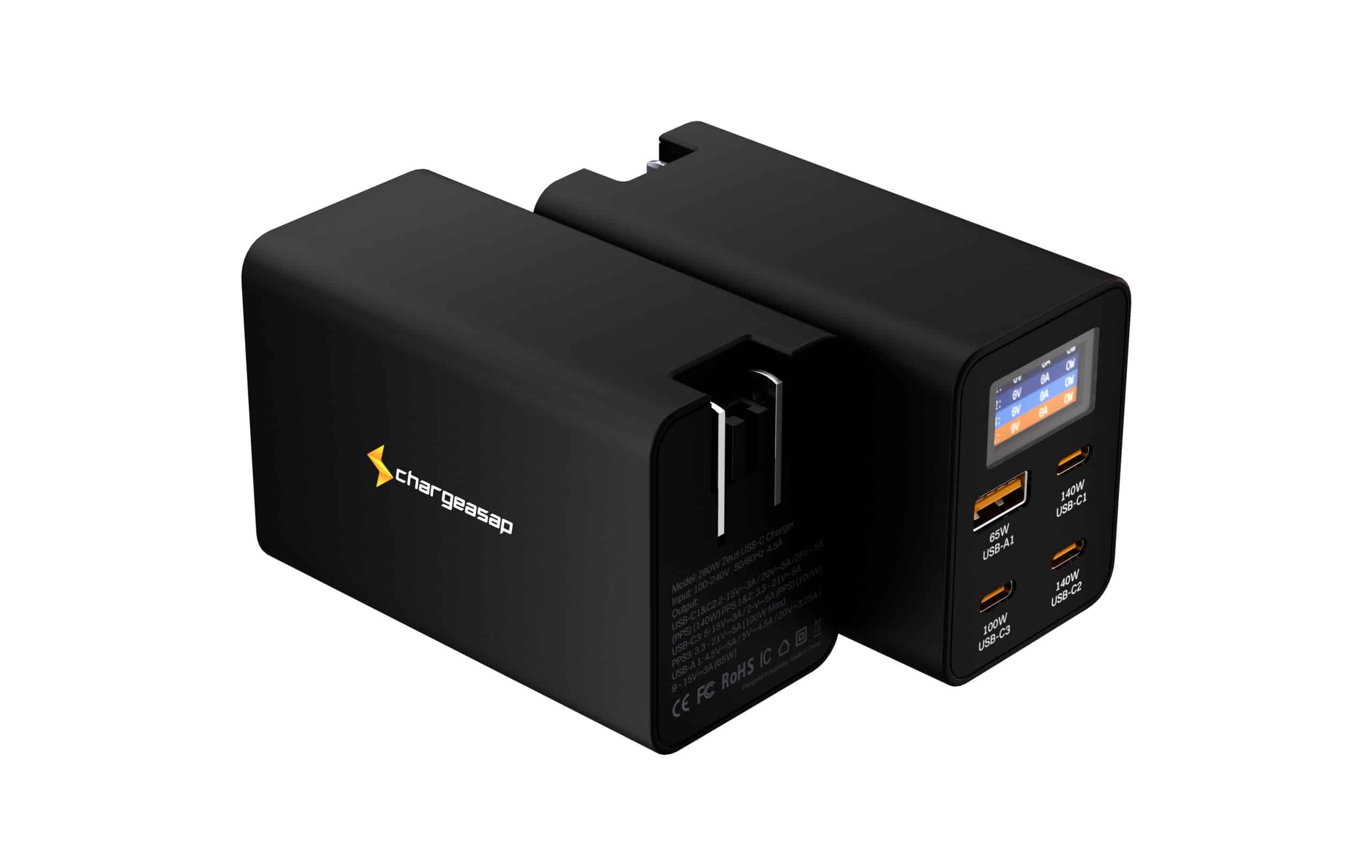 Chargeasap lanza un cargador GaN de 280 W con cuatro puertos y una pantalla