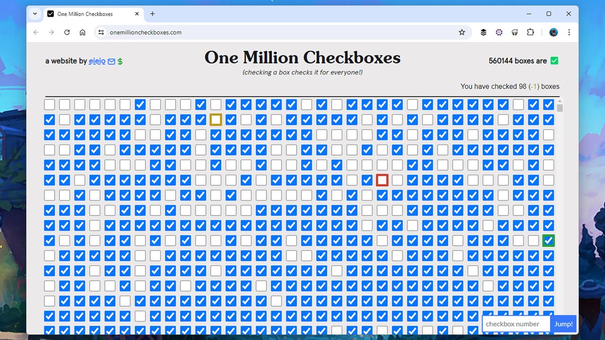 Este juego One Million Checkbox está provocando una guerra en Internet, y nos ha llevado horas de nuestra vida que nunca recuperaremos.