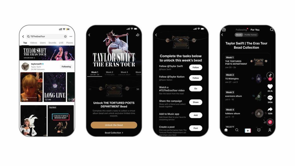 Los desafíos de Taylor Swift aterrizan en TikTok con coleccionables digitales en juego