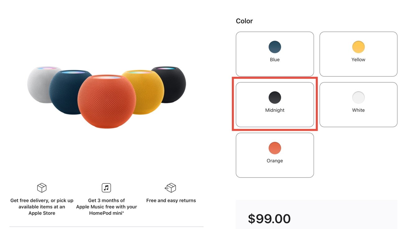 El nuevo color medianoche del HomePod reemplaza al gris espacial