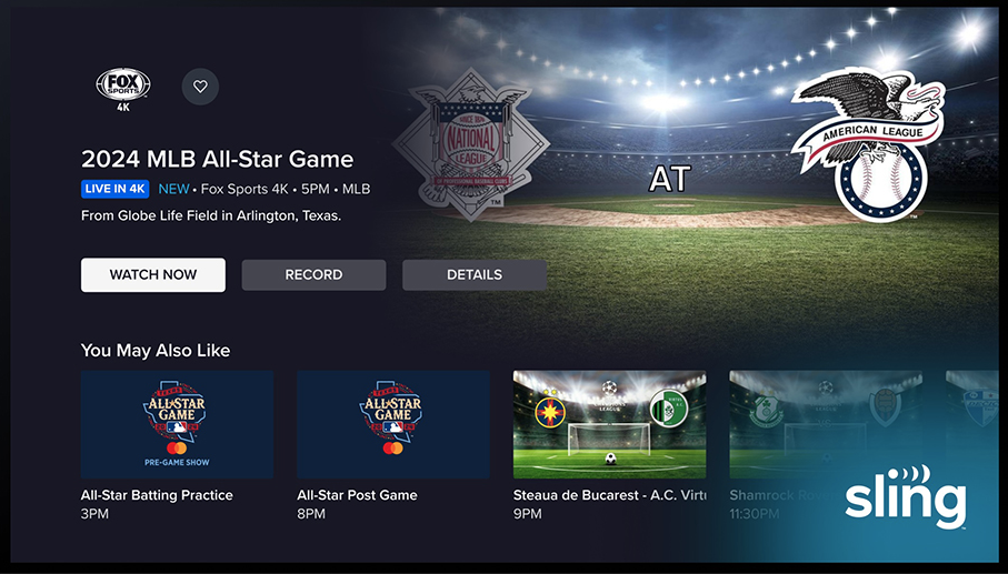 Sling finalmente transmitirá su primer evento en vivo en 4K, el Juego de Estrellas de la MLB 2024
