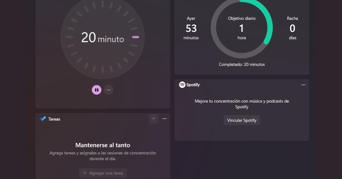 Sesiones de concentración en Windows 11: qué son y cómo activarlas