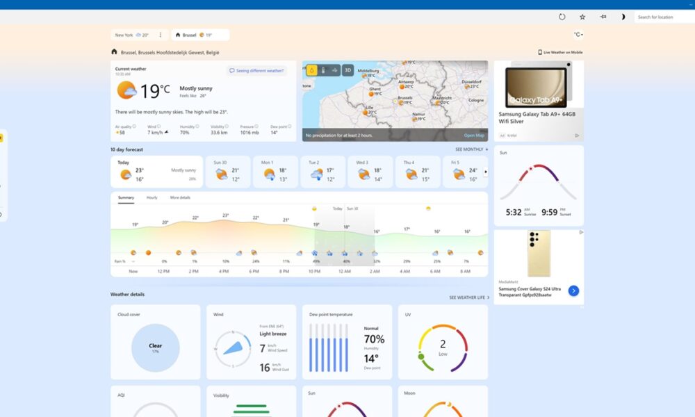 Microsoft rediseña la app «Tiempo» en Windows 11 para meter anuncios