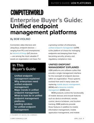 Descargue la guía del comprador empresarial de la plataforma de gestión unificada de puntos finales (UEM)