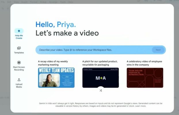 La aplicación de creación de video de Google Vids se actualiza con una función de voz en off de IA