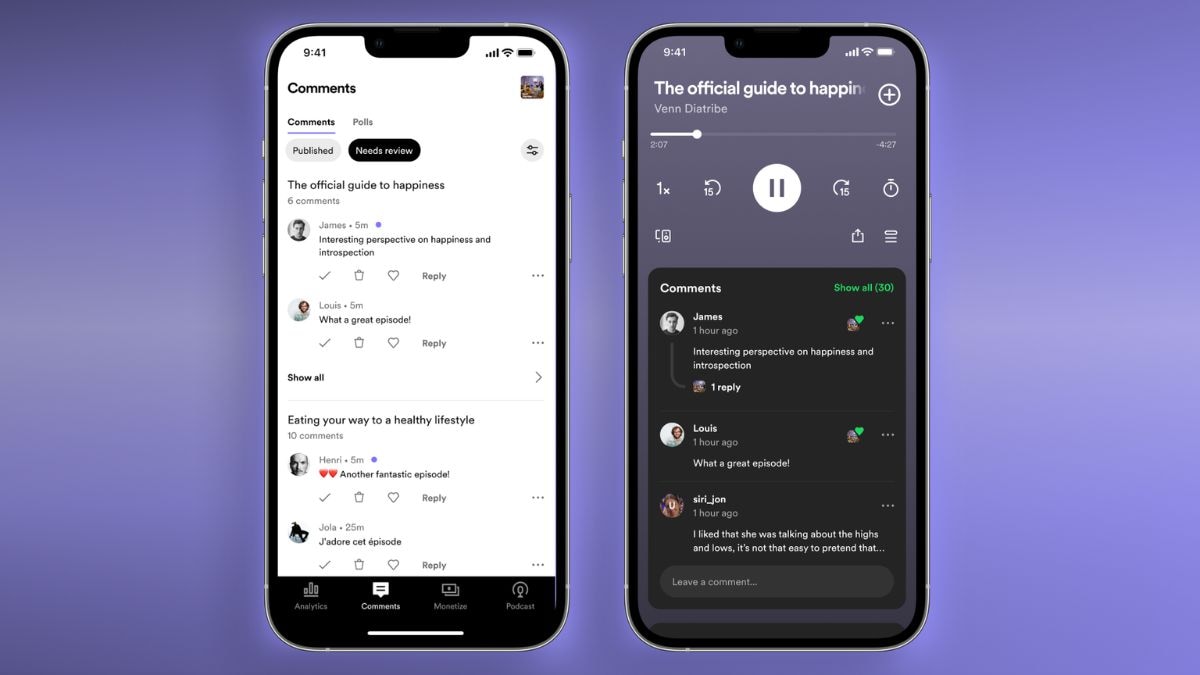 La aplicación Spotify para podcasters presenta la función de comentarios, que permite una interacción más profunda con los oyentes