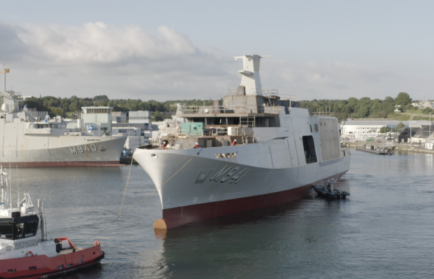 El nuevo buque antiminas Tournai se lanza para la Armada belga