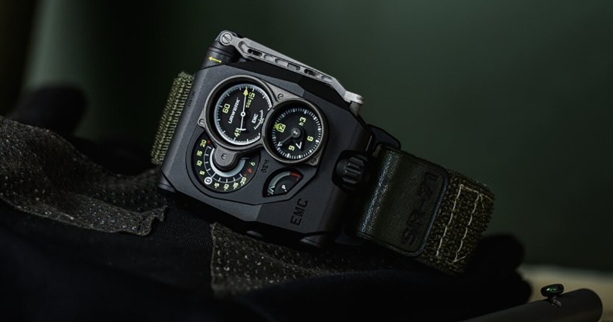 Reloj EMC SR-71 con cuadro de mandos del avión espía SR-71 Blackbird en manivela manual