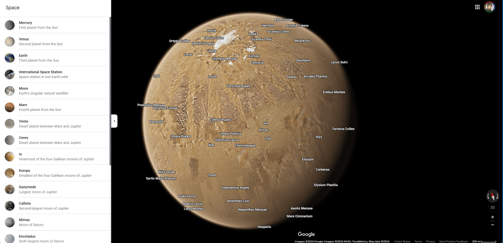 Google Maps en el espacio te permite explorar el sistema solar